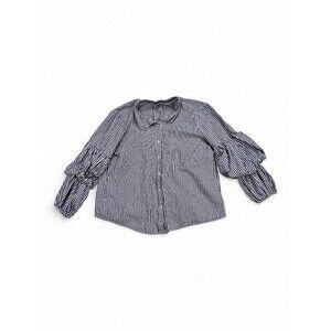 RO&DE Striped Ruffle Sleeve Button-Up Blouse XS